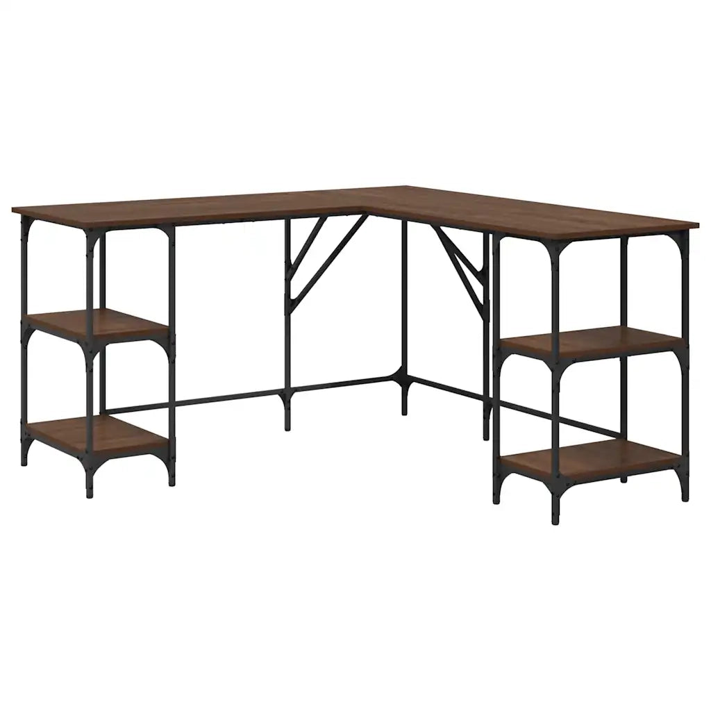 Scrivania-Scrivanie per ufficio e studio-Scrittoio Rovere Marrone 139x139x75 cm in Legno Multistrato