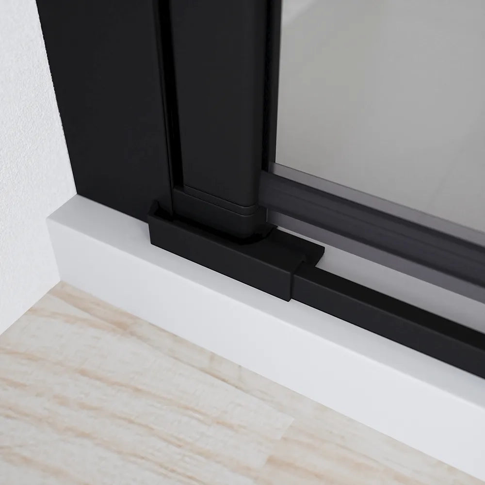 Box doccia 80x80 cm con apertura a battente e parete fissa, profili nero opaco e vetro da 8mm trasparente h195 | Bahamas