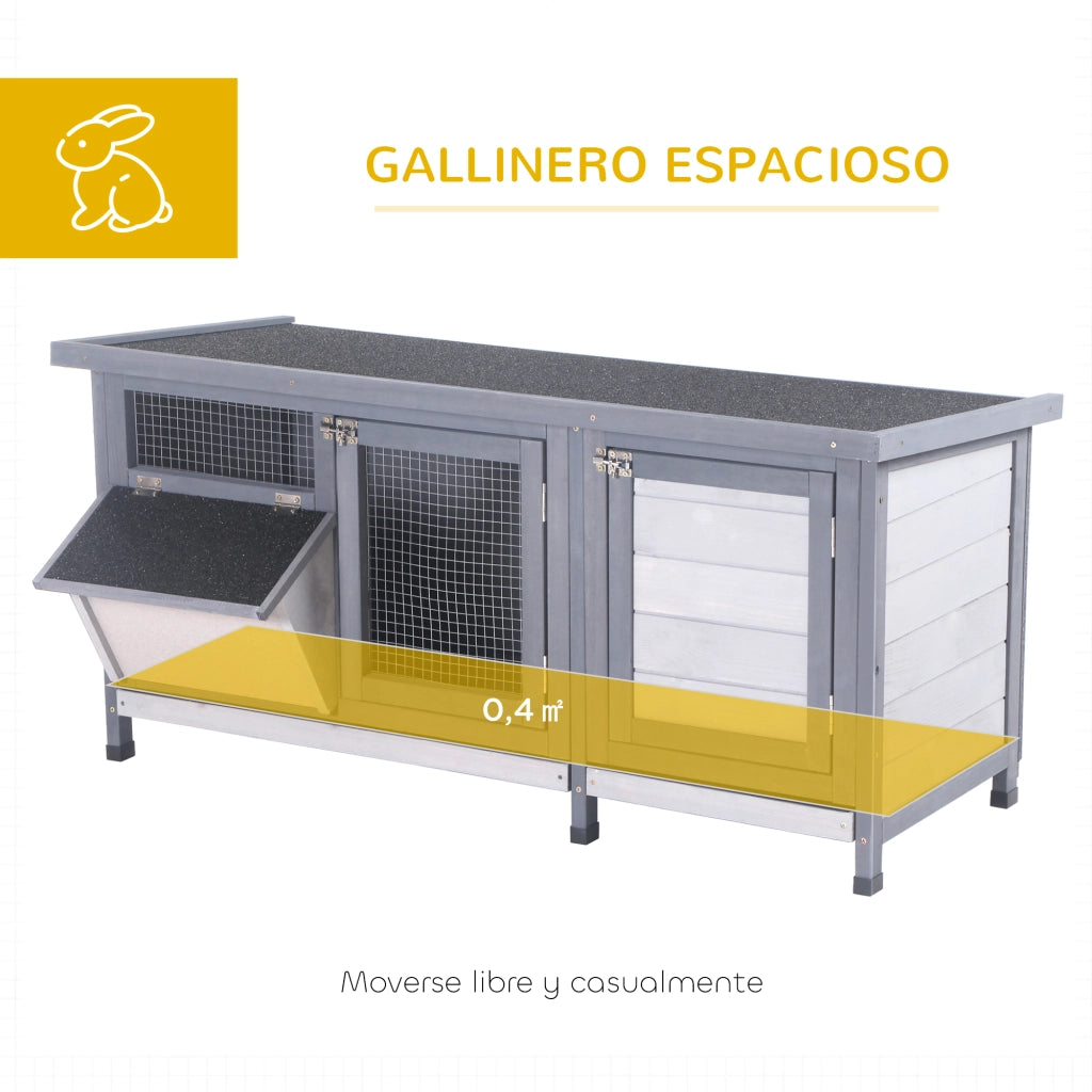 Gabbia per Conigli con Tetto Apribile Vassoi Estraibili Mangiatoia 112x50x54 cm ¨C Xylo ¨C Grigio