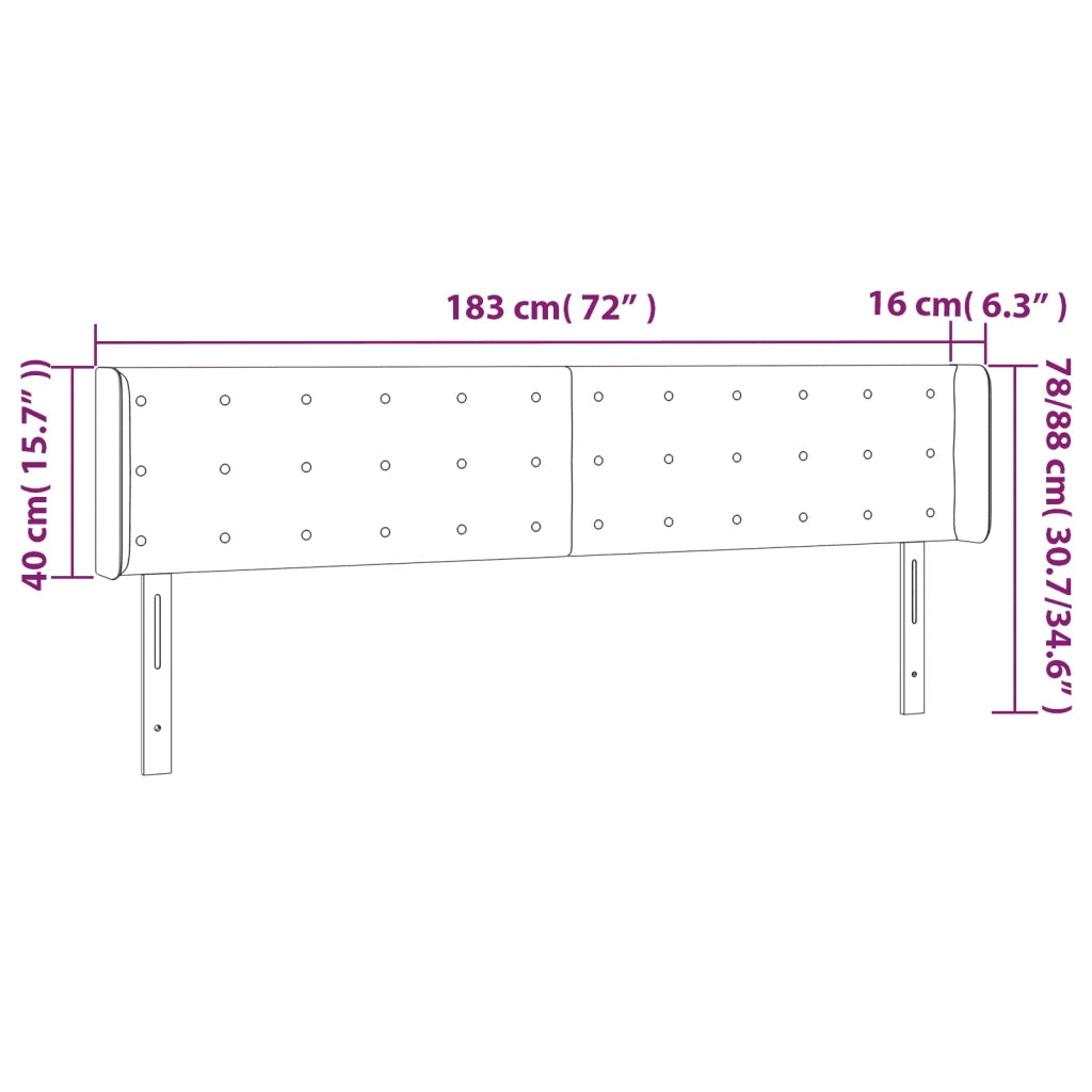 Testiera a LED-Testata con LED Nera 183x16x78/88 cm in Similpelle 729782