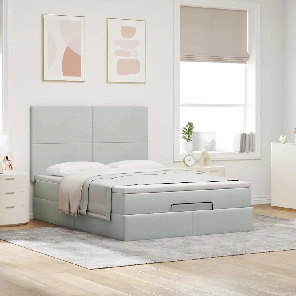 Struttura Letto Pouf con Materassi 140x200 cm in Velluto 3314252
