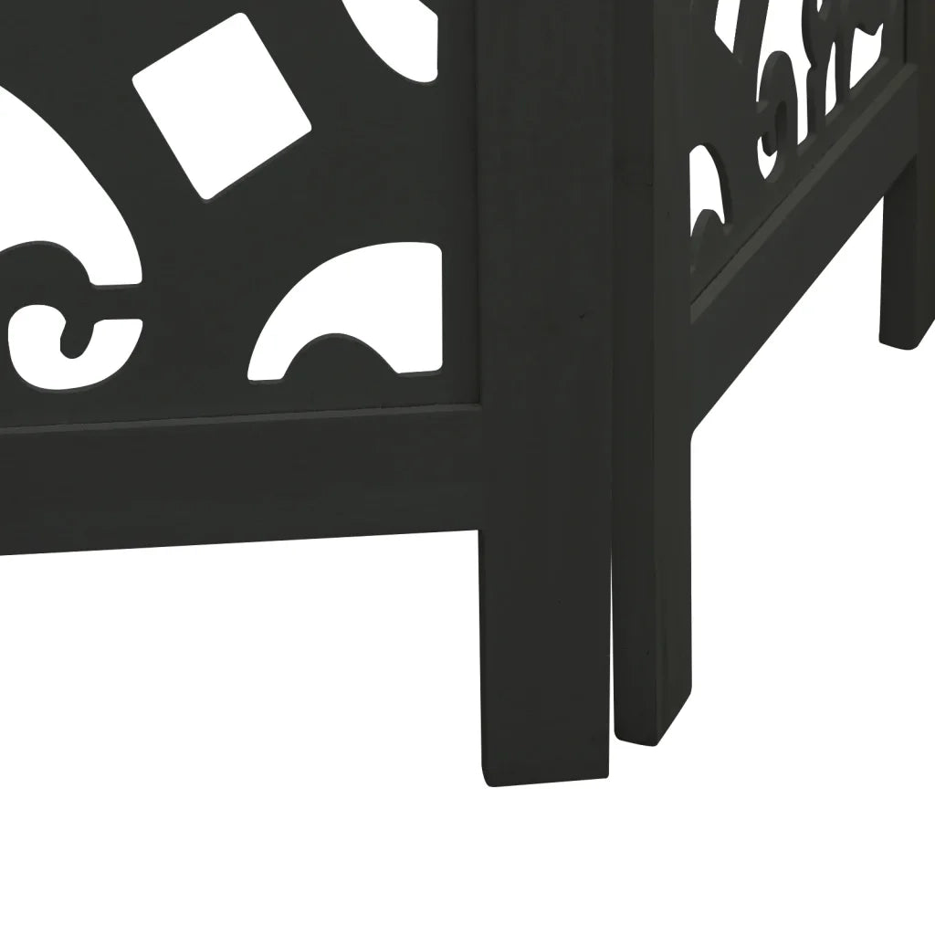 Divisorio Ambienti | Divider per stanze | Paravento 4 Pannelli Nero Legno Massello di Paulownia
