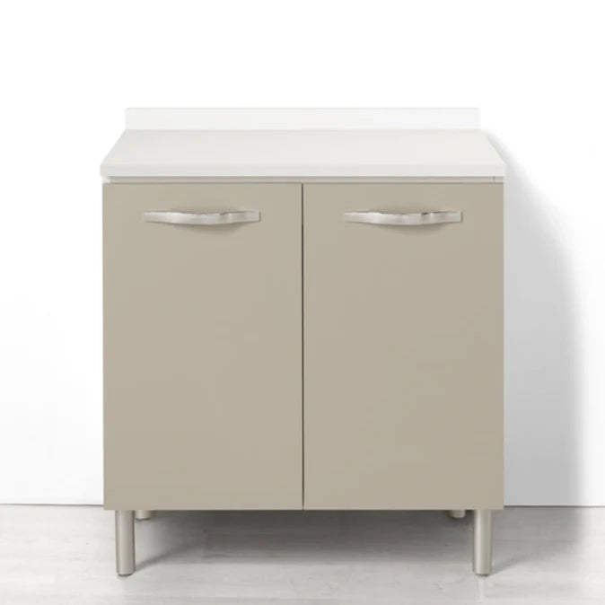 Base per cucina componibile da 80 cm con 2 ante linea MAKA, realizzata in legno 100% MADE IN ITALY, colore Tortora