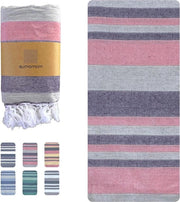 Panniera da picnic XXL con frange per spiaggia e campeggio in tessuto liscio e leggero - panniera da picnic o tappeto da spiaggia contro il sabbia - colore zafferano 210 x 240 cm