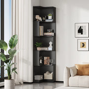 Libreria angolare 63.5x45x175 cm con luci LED a colore variabile; 5 ripiani in MDF nero