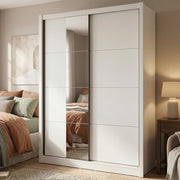 Armadio Camera da Letto Carisolo, Guardaroba Grande Appendiabiti, 155x215.5h cm Bianco Opaco