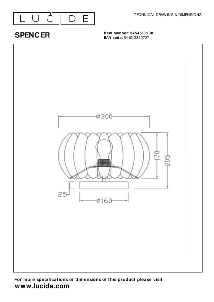 Lampada da tavolo nera Spencer Lucide E27 in feltro