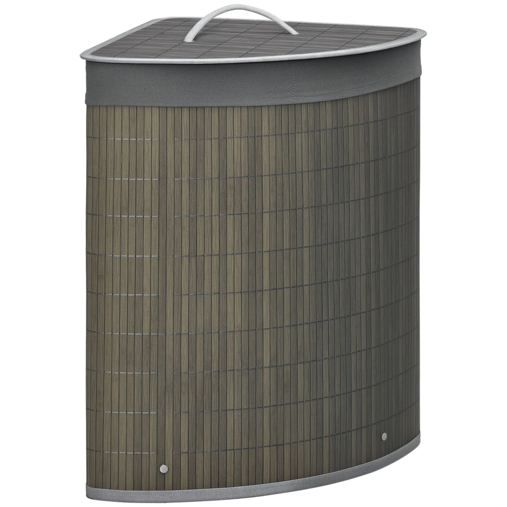 Cesto per Biancheria Sporca in Bamb¨´ 55L ¨C zephmum ¨C Grigio 38x38x57 cm