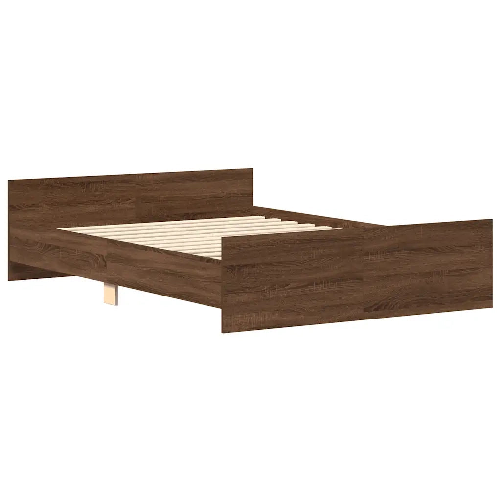 Letto matrimoniale | Letto per adulti | Giroletto con Testiera e Pediera Rovere Marrone 135x190 cm