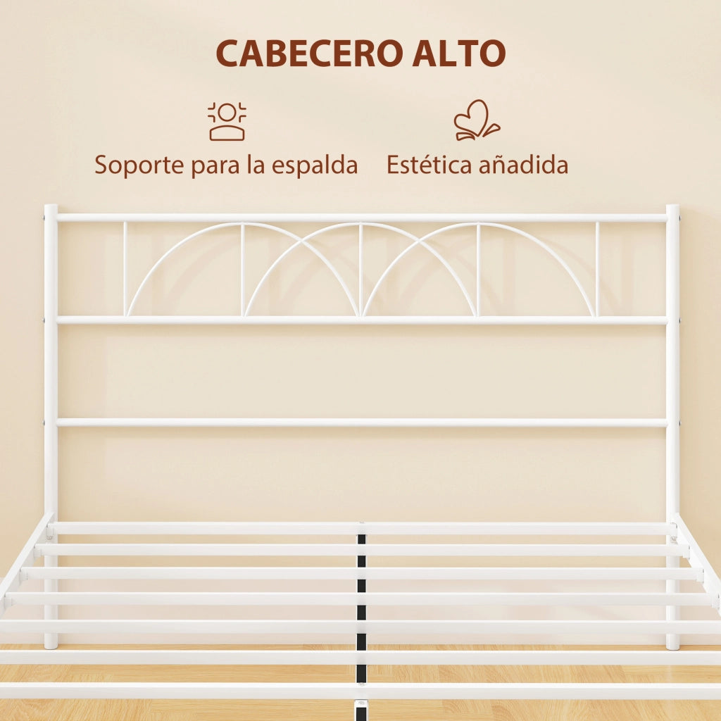 Letto Matrimoniale con Contenitore e Testiera in Acciaio ¨C Zephmum ¨C 140x190 cm