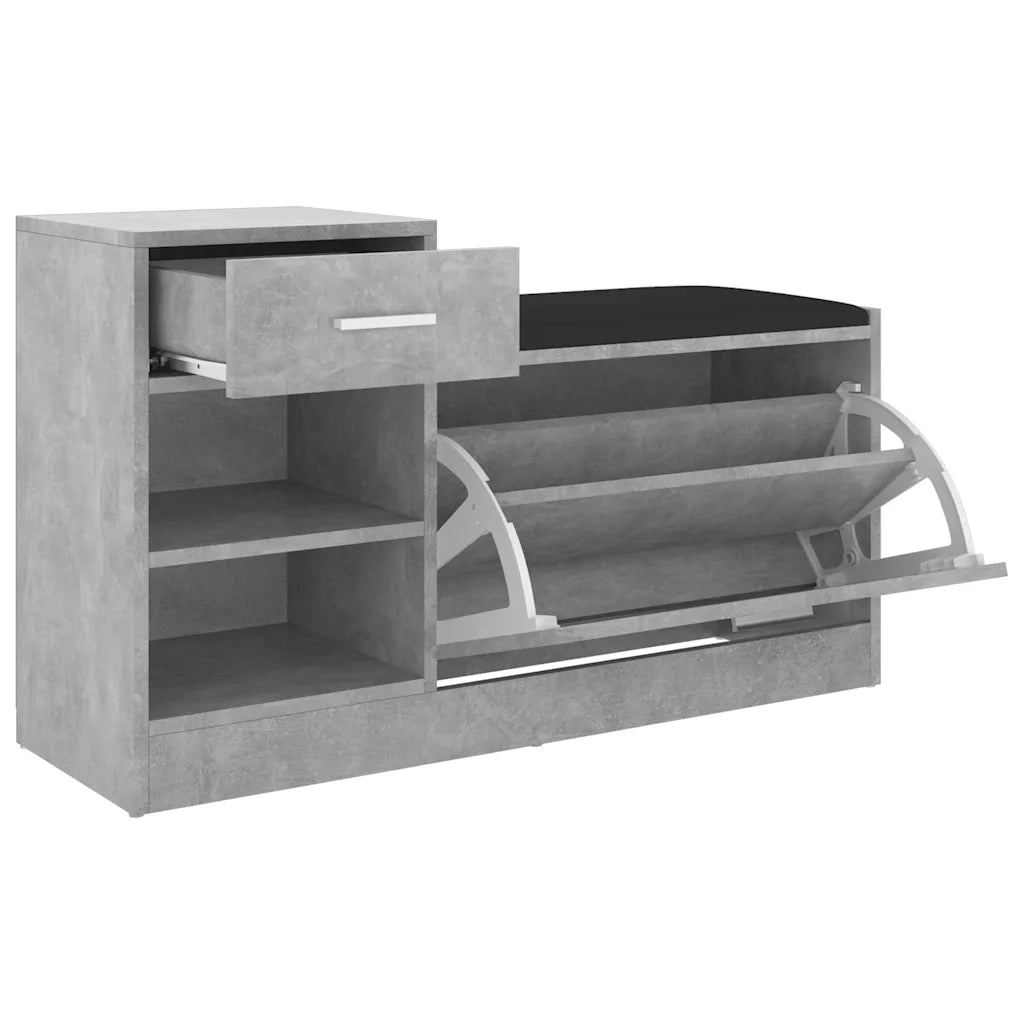 Panca Porta Scarpe | Scarpiera | Mobile per scarpe Grigio Cemento 94,5x31x57 cm Multistrato