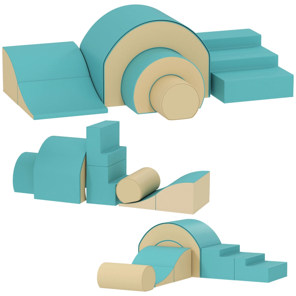 Set di blocchi morbidi per bambini ¨C zephmum ¨C Verde, 5 forme, schiuma, similpelle