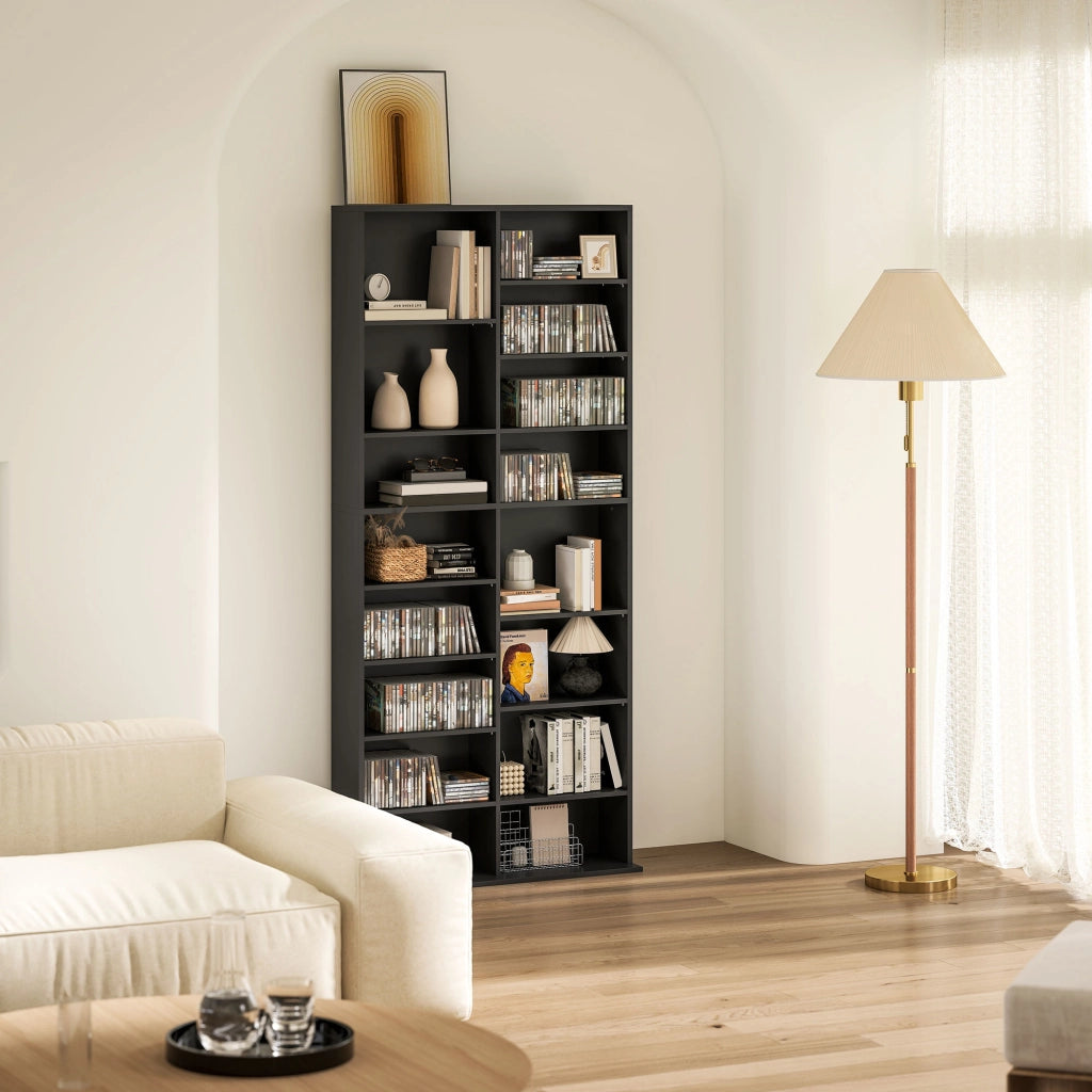 Mobile per CD e DVD 18 compartimenti ¨C Zephmum ¨C Nero 78.5x24x175 cm