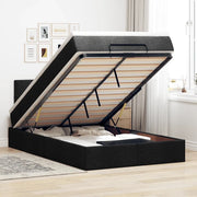 Pouf Letto con Materasso e LED Nero 120x190 cm in Tessuto