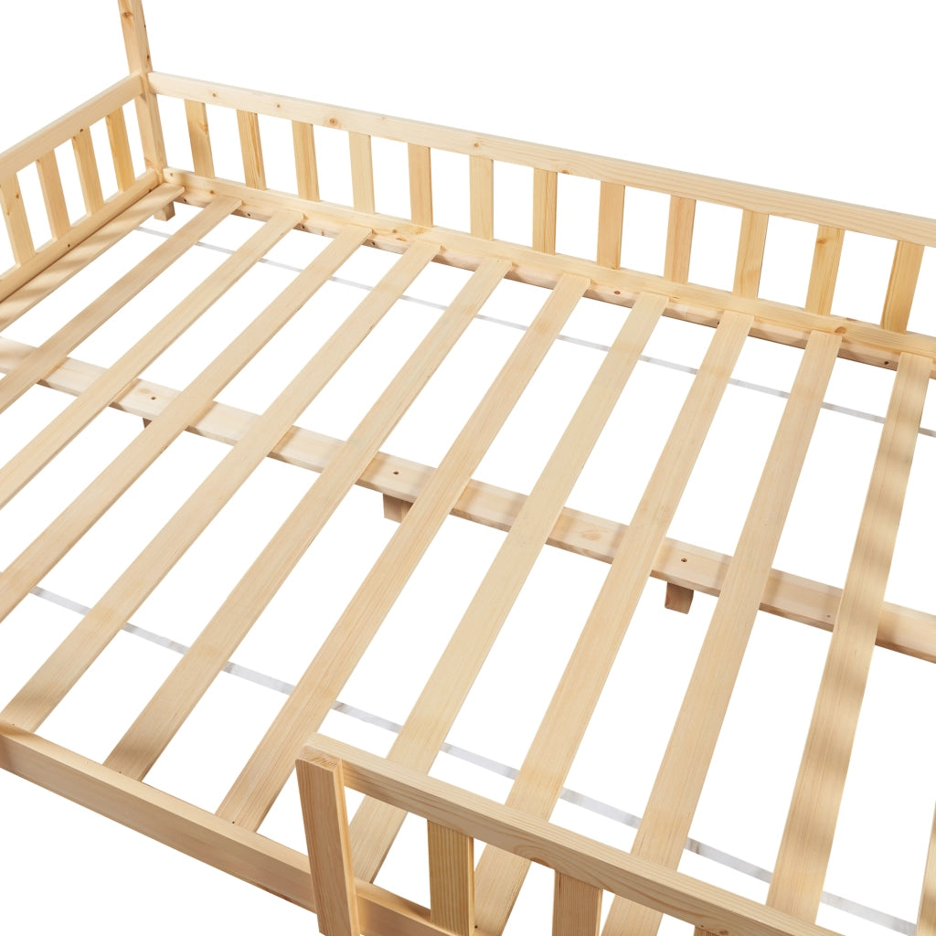 Letto per Cameretta Sisimiut a Forma di Casetta con Materasso 120x200 cm Color Legno Naturale [en.casa] [neu.haus]