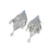 Orecchini pendenti triangolari in argento con paillettes