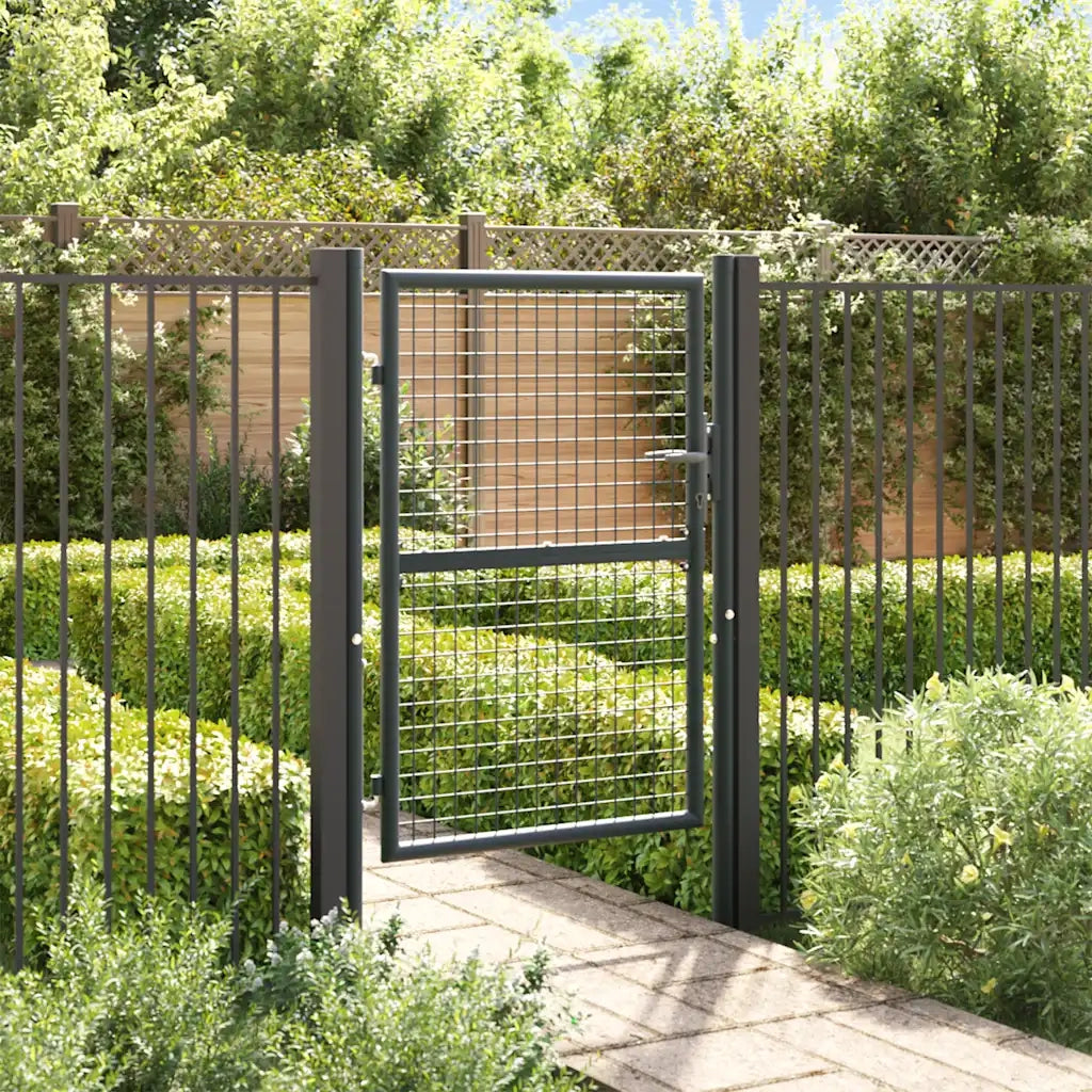 Cancello da Giardino in Rete di Acciaio Zincato 100x125 cm Grigio 145772