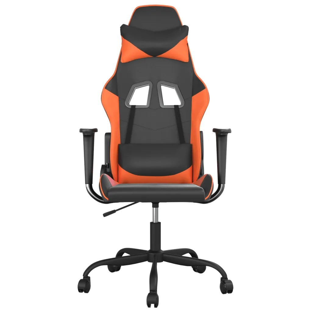 Sedia da Gaming | Sedia da e-sports Massaggiante Nero e Arancione in Similpelle