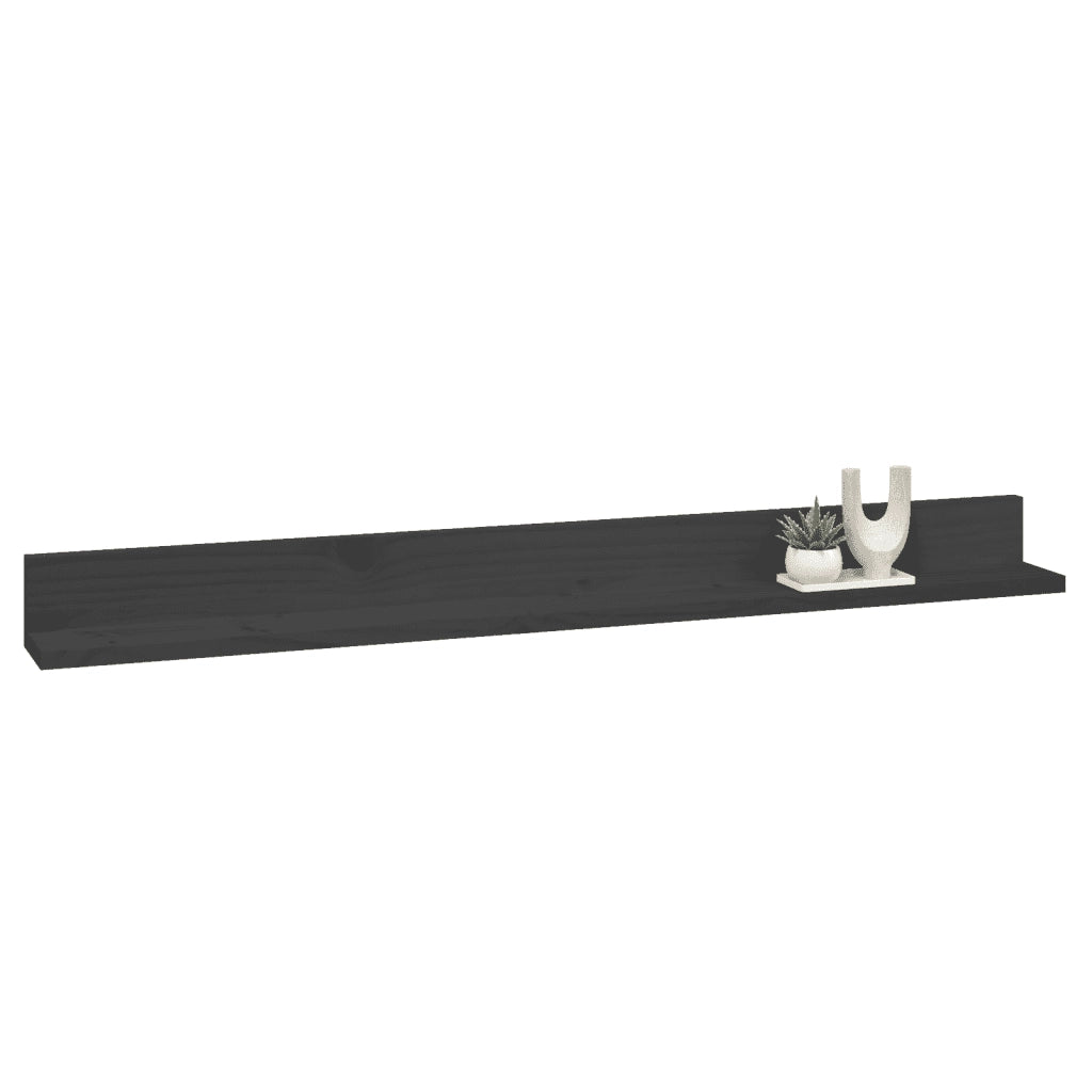Mensole da Parete 2 pz Grigio 110x11x9cm Legno Massello di Pino 823611