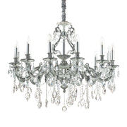 Lampadario Classico Gioconda Metallo-Cristallo Argento 12 Luci E14