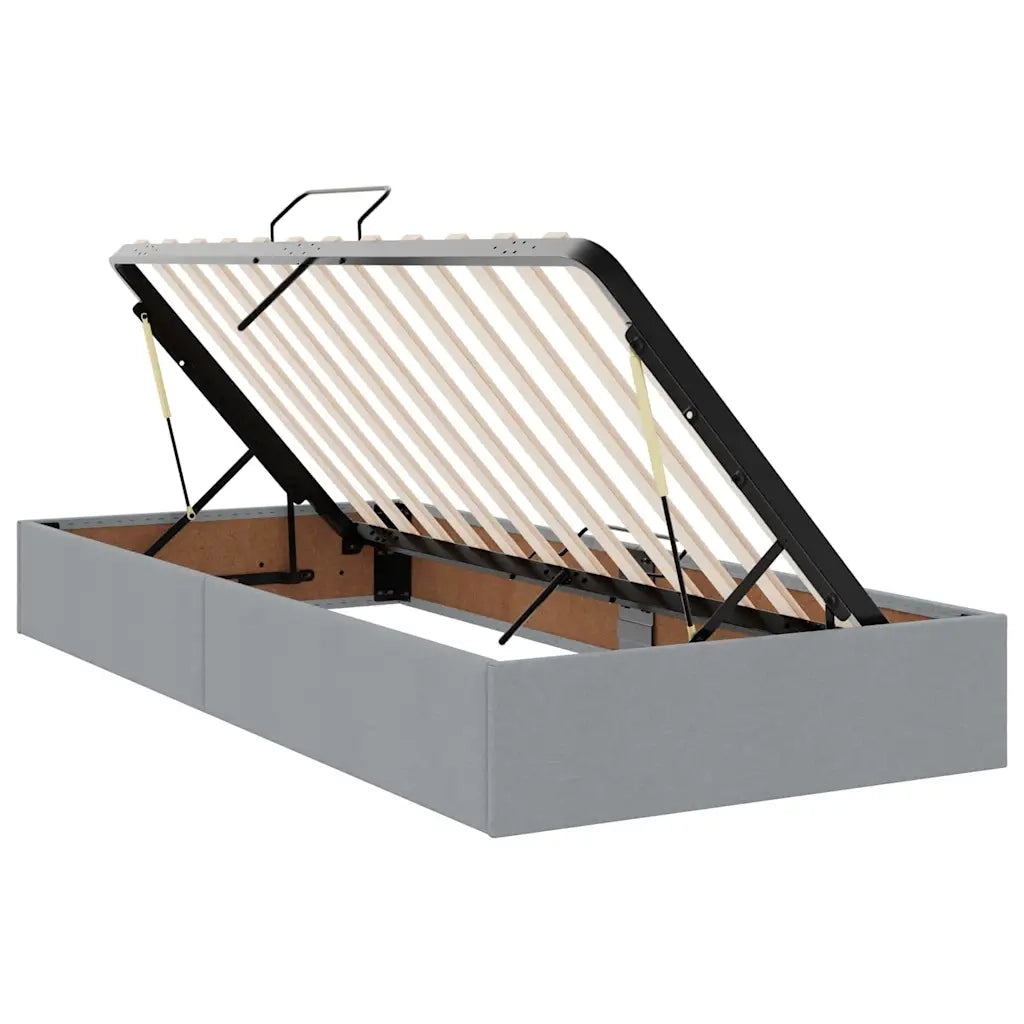 Letto con contenitore e LED Grigio chiaro 90 x 190 cm Tessuto
