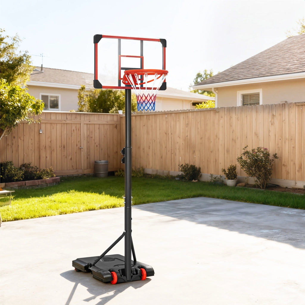 Canestro da Basket Regolabile 178-208 cm ¨C Xylo ¨C con Ruote e Base Riempibile Rosso e Nero