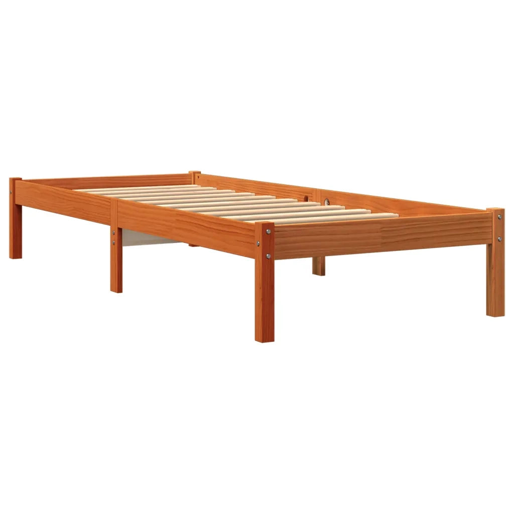 Giroletto senza Materasso-Struttura Letto Marrone Cera 100x200 cm Legno di Pino 877739