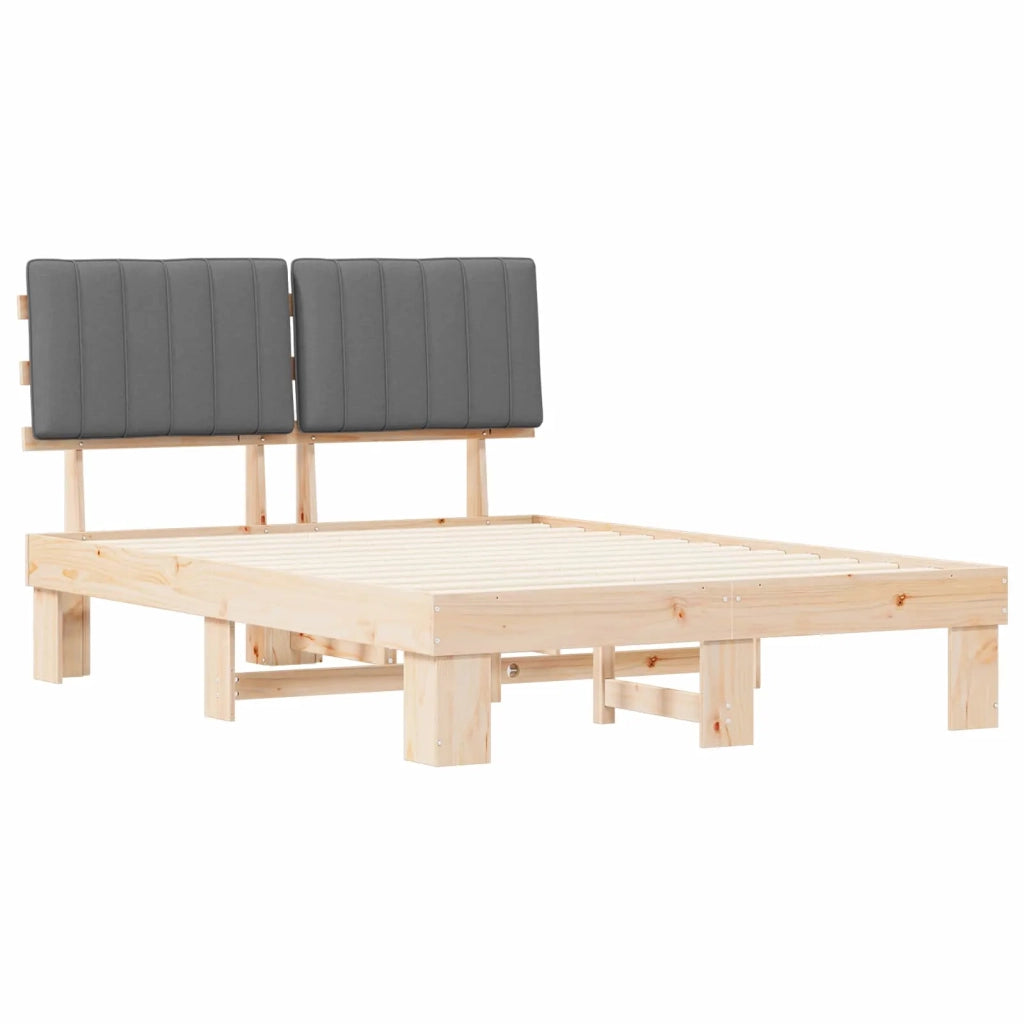 Letto matrimoniale | Letto per adulti | Letto con Testiera Rivestita Grigio chiaro 135 x 190 cm