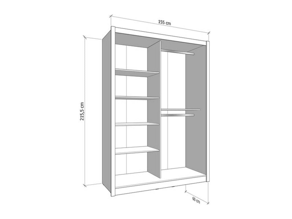 Armadio Camera da Letto Carisolo, Guardaroba Grande Appendiabiti, 155x215.5h cm Bianco Opaco