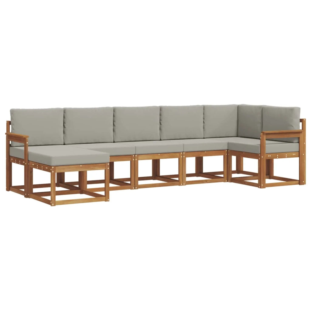 Set di divani da esterno 7 pcs Grigio Naturale e Chiaro 3366699