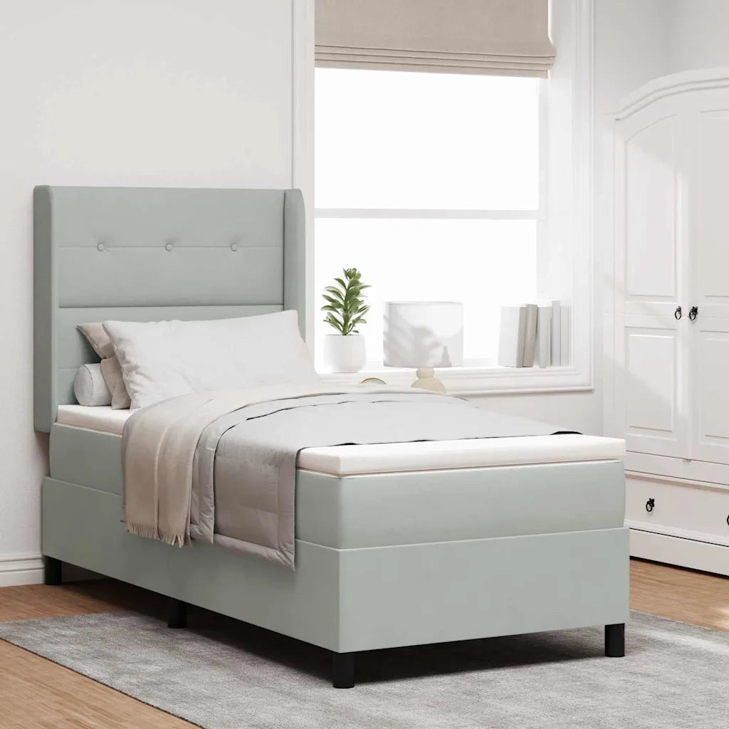 Letto a molle con materasso Grigio chiaro 80 x 200 cm Velluto