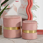 Maun, Pouf Contenitore set da 2, 37x37x42h cm Rosa