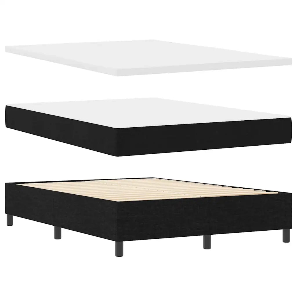 Letto a molle con materasso con led Nero 140 x 200 cm Tessuto
