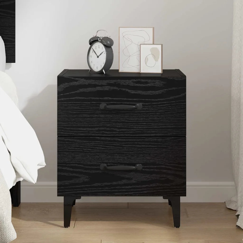 Armadietto per letto con cassetto Rovere Nero 40 x 35 x 47,5 cm 880569