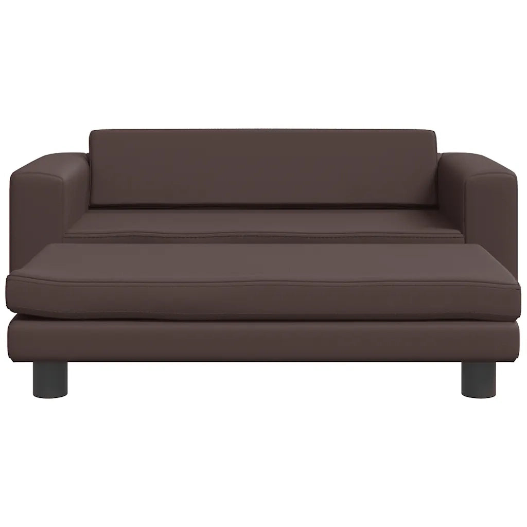 Divano Bambini con Poggiapiedi-Sofa-Divanetto Bambini Marrone 100x50x30 cm Similpelle