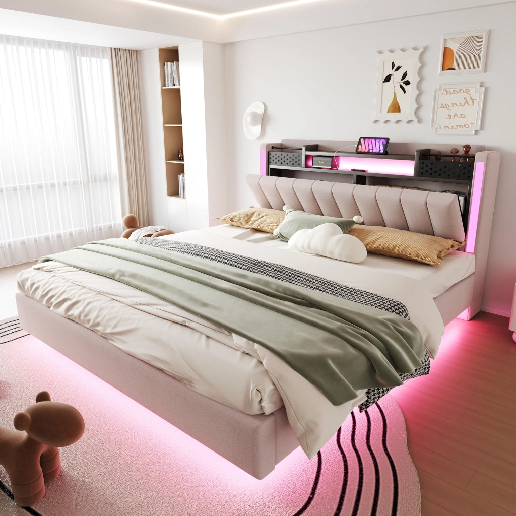 letto imbottito lino beige 160 x 200 cm