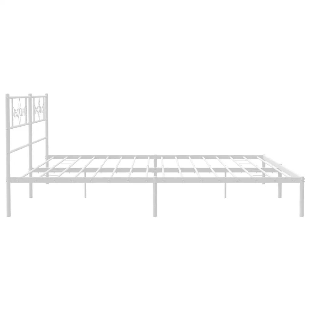 Letto matrimoniale | Letto per adulti | Giroletto con Testiera Metallo Bianco 193x203 cm