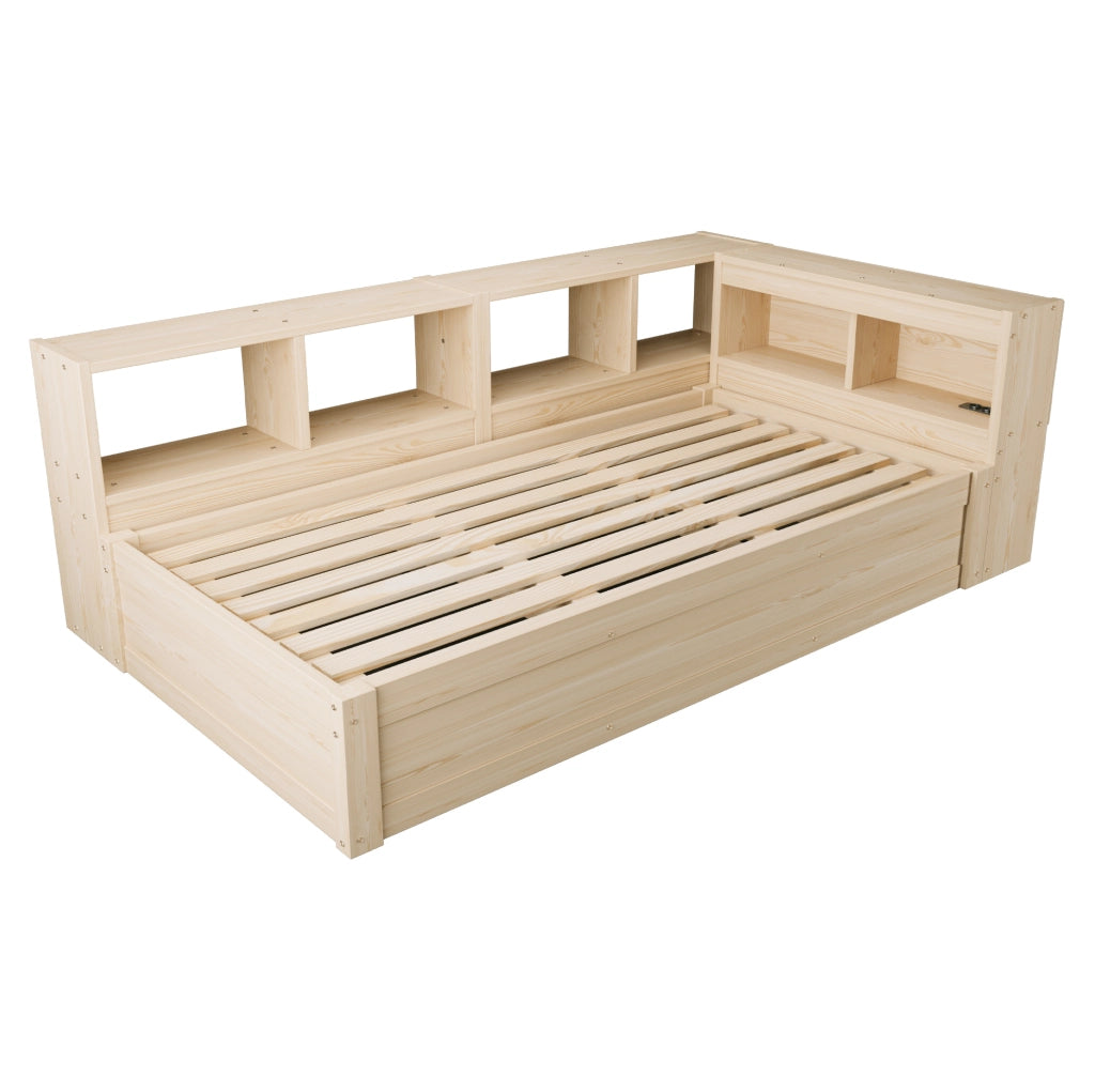 Letto multifunzione 90x200 cm con LED, presa integrata e vani contenitore