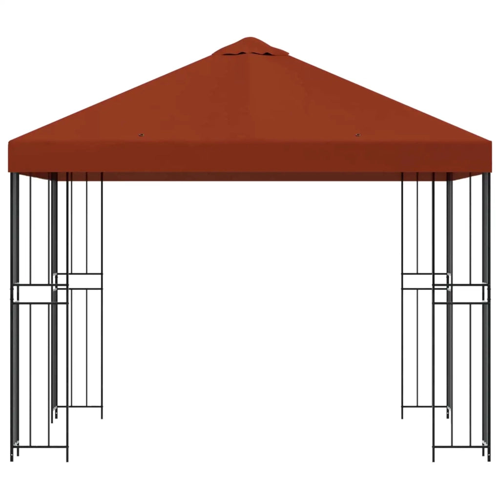 Gazebo | Pergolato 3 x 3 m Terracotta Poliestere e Acciaio 190 gsm