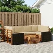 Set di divani da esterno con cuscino 7 pcs Naturale e Beige 3384094