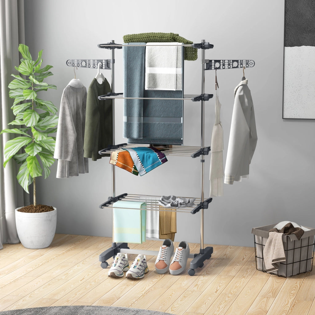 Stendino Verticale ¨C Minimal ¨C Grigio e Argento, Acciaio e Plastica, 142x55x172 cm