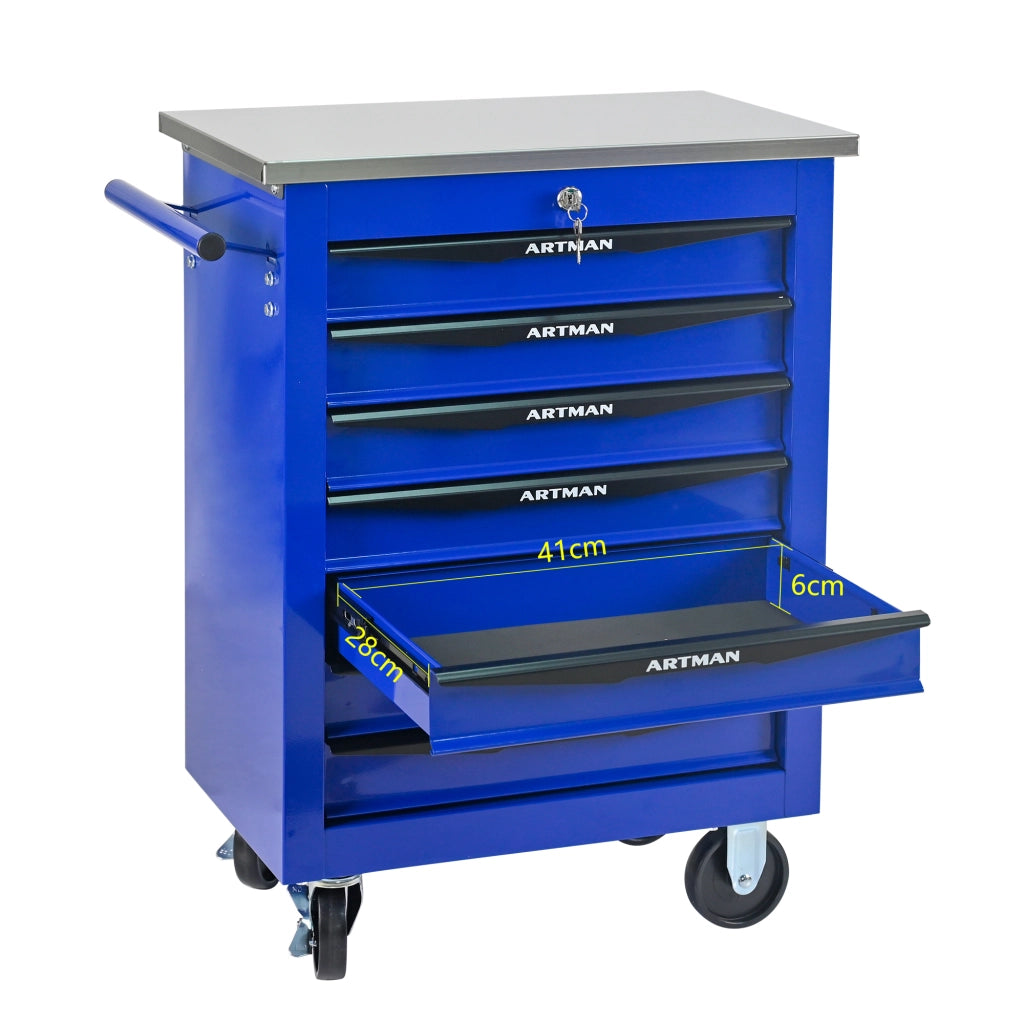 Carrello da officina multifunzionale a 7 cassetti con ruote, porta attrezzi su rulli metallici, per garage, officina, magazzino e centro riparazioni ¨C