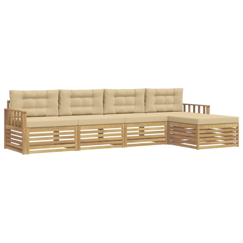 Set di divani da esterno 5 pz Bianco e Beige Poliestere 3390318