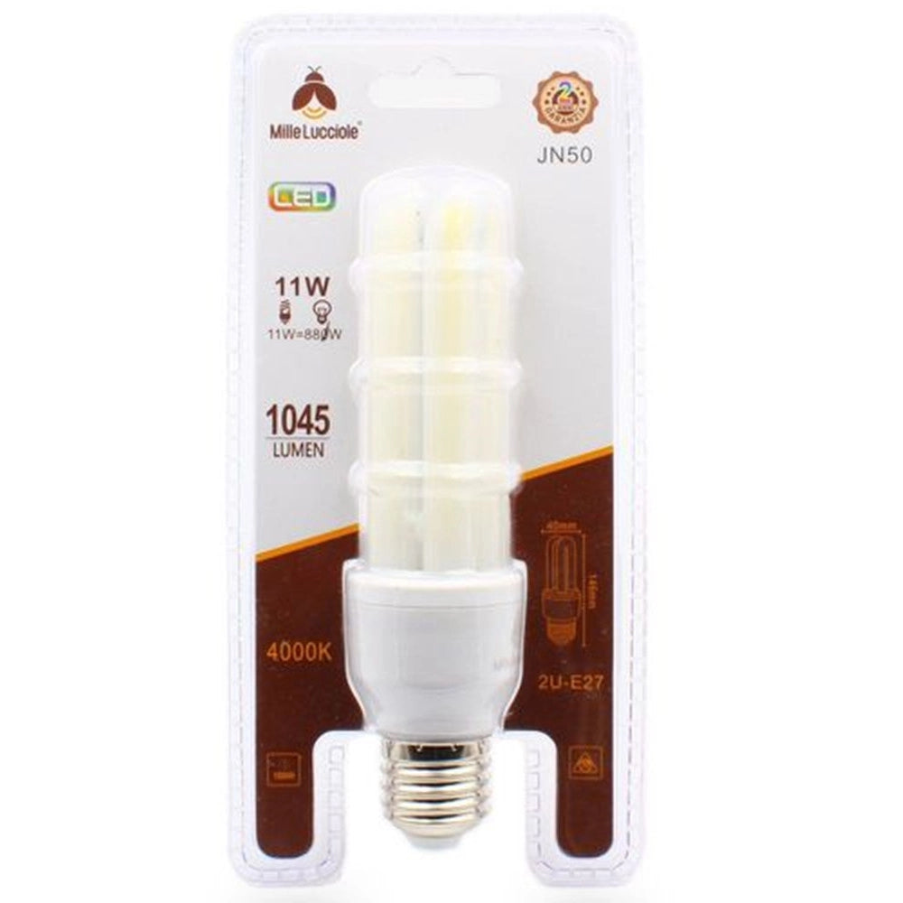 Trade Shop - Lampadina Led E27 11w 2u Tubolare Opaca Luce Fredda 6500k Naturale 4000k Calda 3000k - -bianco Naturale      -