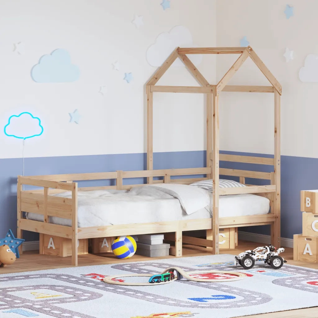 Letto singolo | Letto per adulti | Dormeuse con Tetto 80x200 cm in Legno Massello di Pino