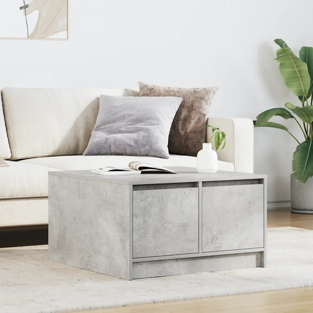 Tavolino da salotto | Tavolino da caff¨¨ | Tavolino da Soggiorno con Cassetti Grigio Cemento 70,5x70x40 cm