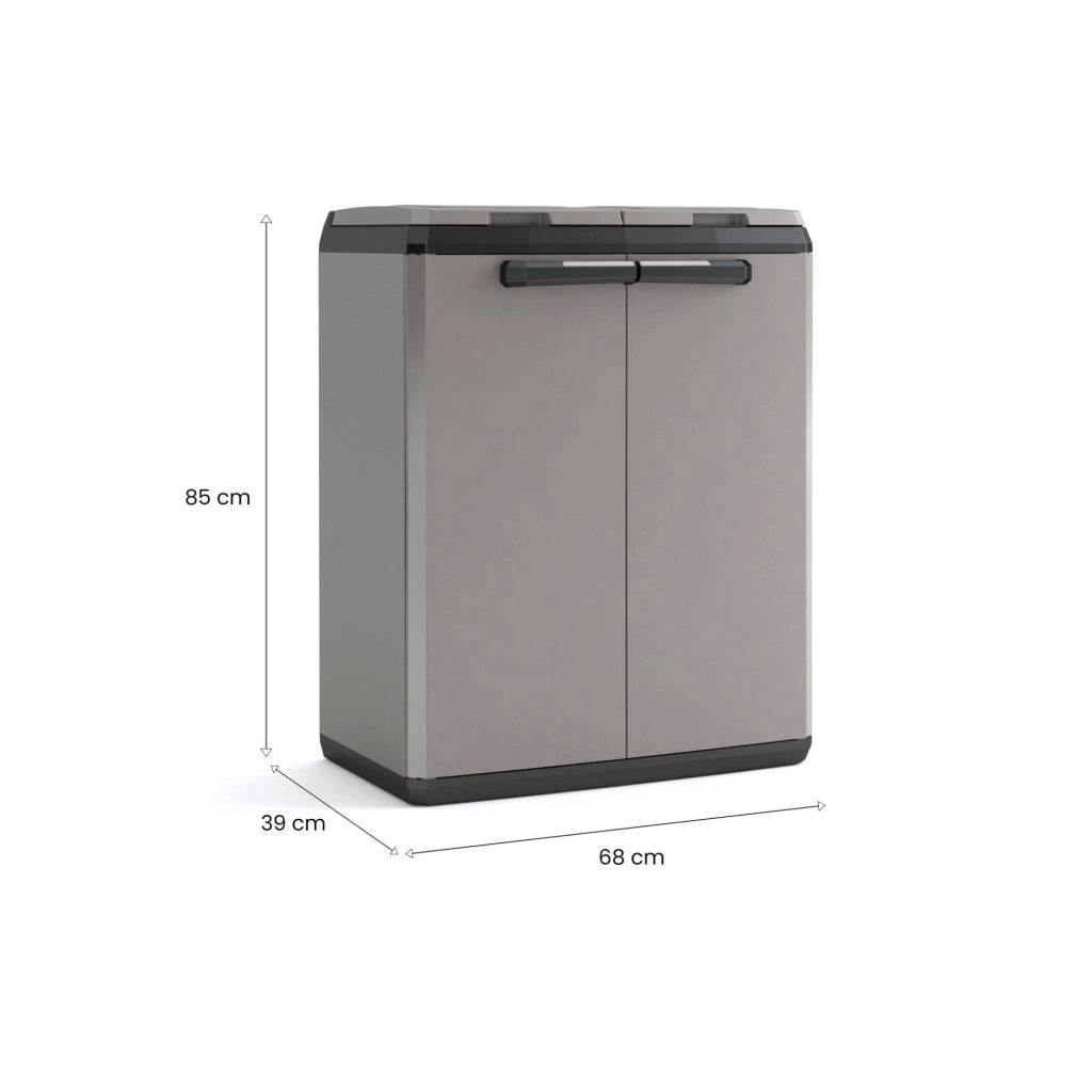 Pattumiera Rimouski, Mobile outdoor, Mobiletto giardino multiuso, Contenitore per balcone o garage, Made in Italy, 68x39 h85 cm, Grigio