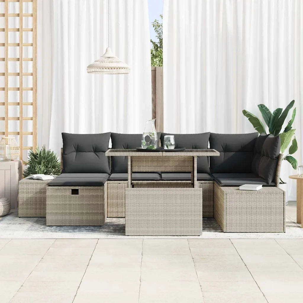 Set Divano da Giardino 7 pcs Grigio chiaro polyrattan 3361211