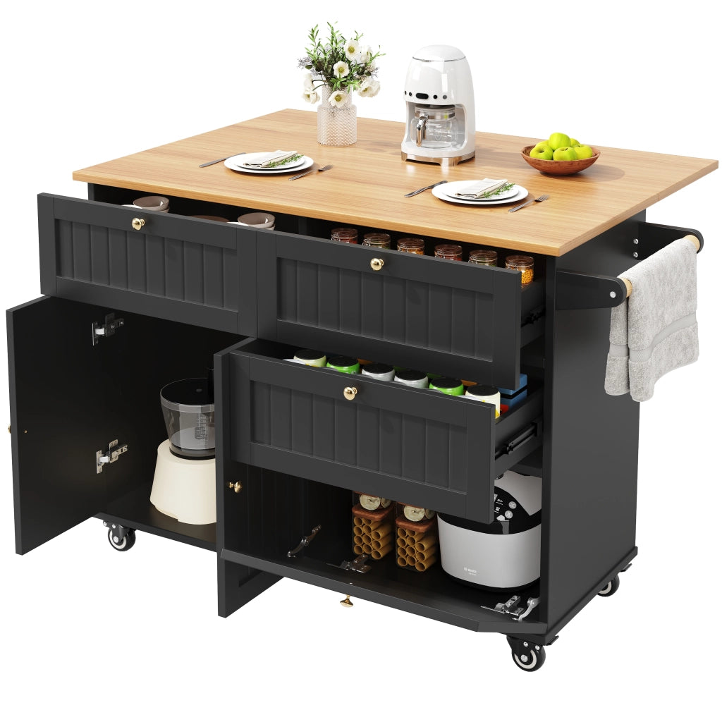 Isola cucina moderna - Zephmum- Schienali estensibili, finitura in legno, nero