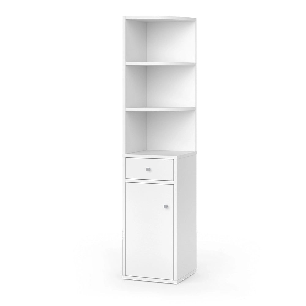 Vicco Scaffale d'angolo Bianco 30 x 135.5 cm con anta e cassetto